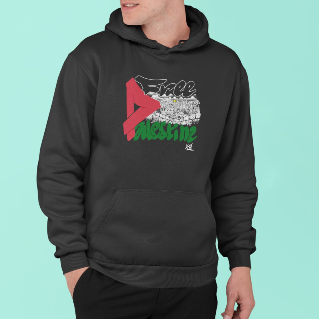Sweat a capuche Free Palestine (noir)