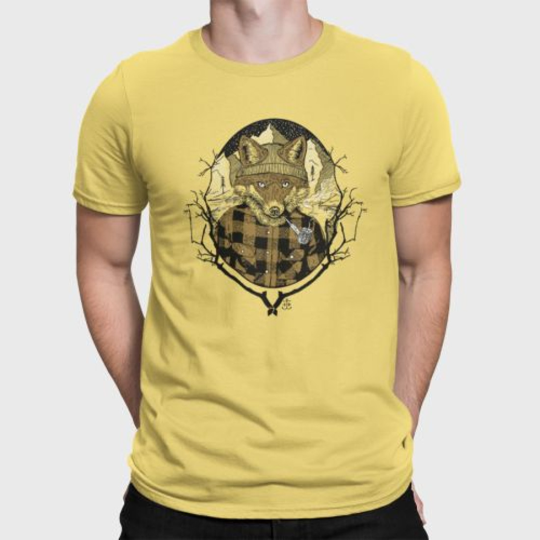 https://raf-wear.com/T-Shirt Fox Hipster - jaune