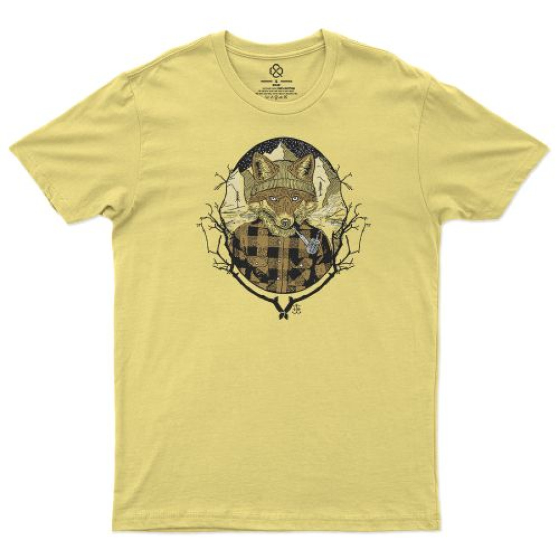 T-Shirt Fox Hipster - jaune