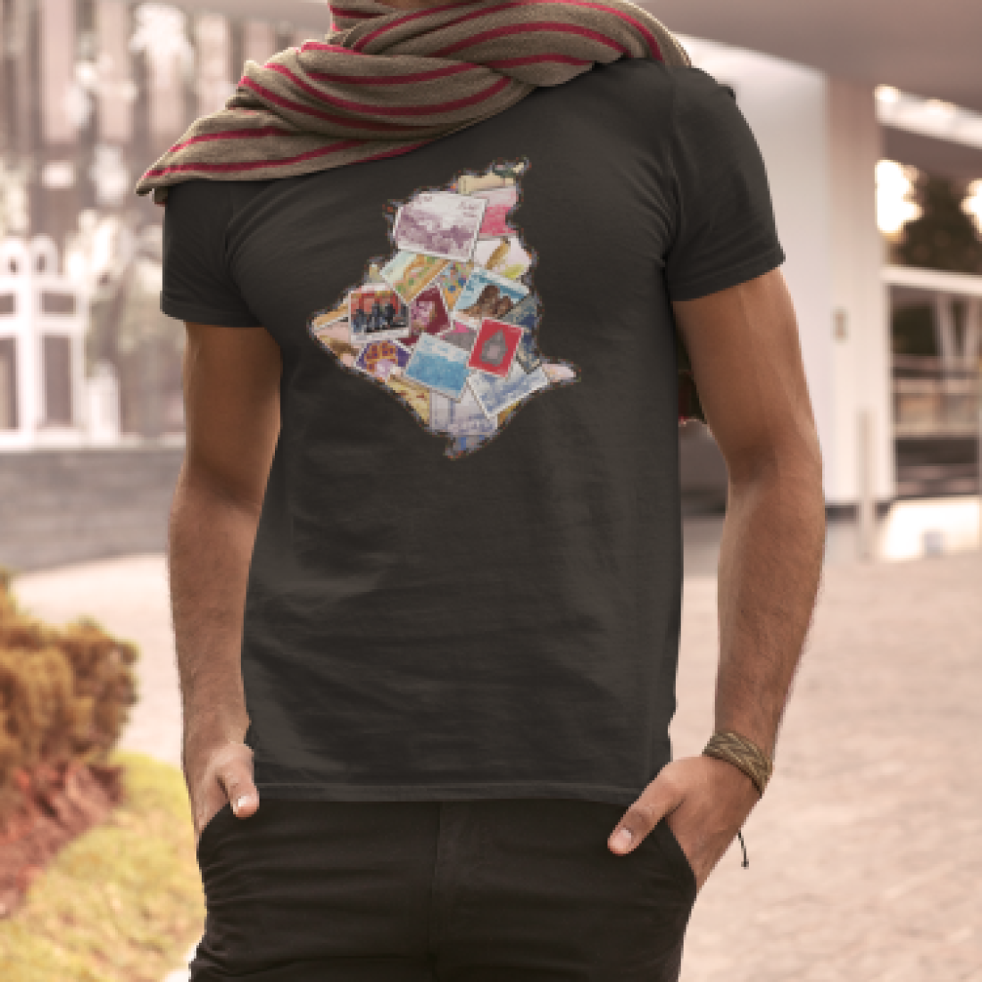T-shirt Algeria timbre - (noir)